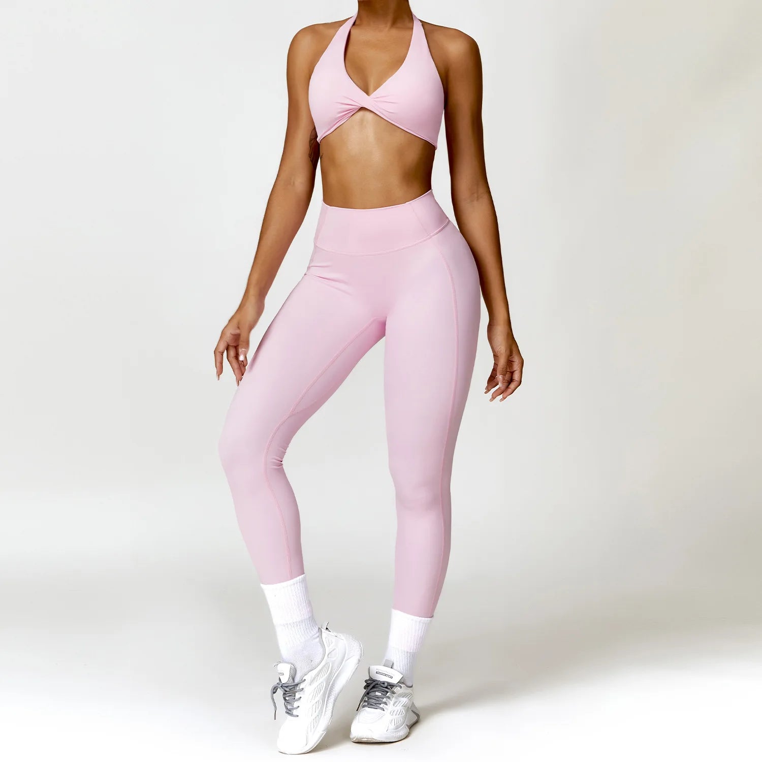 Damen Yoga Set – Push-Up BH, Hohe Taille Leggings