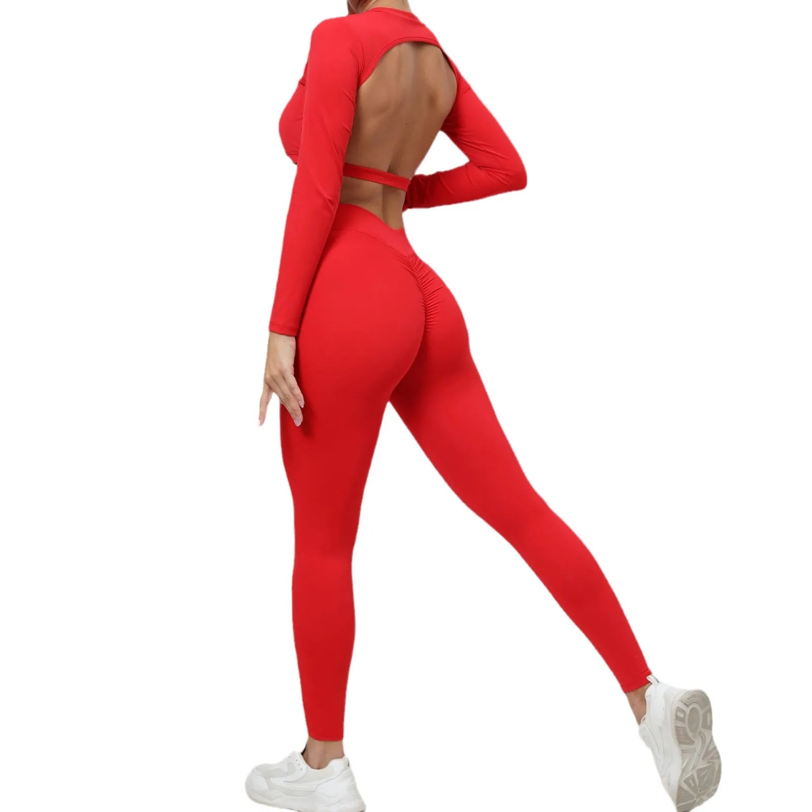2-teiliges Fitness-Set für Damen – Langarm & High Waist