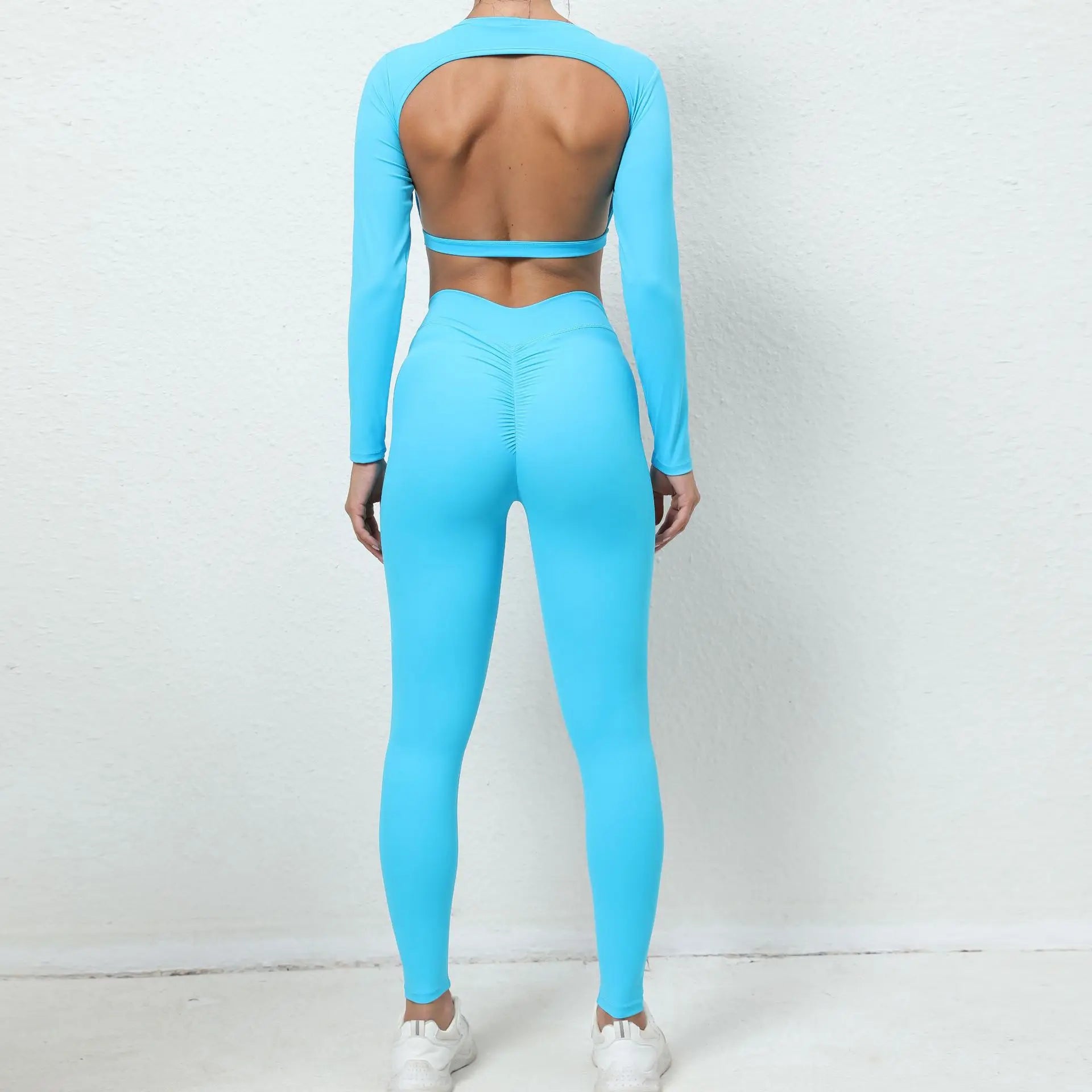 2-teiliges Fitness-Set für Damen – Langarm & High Waist
