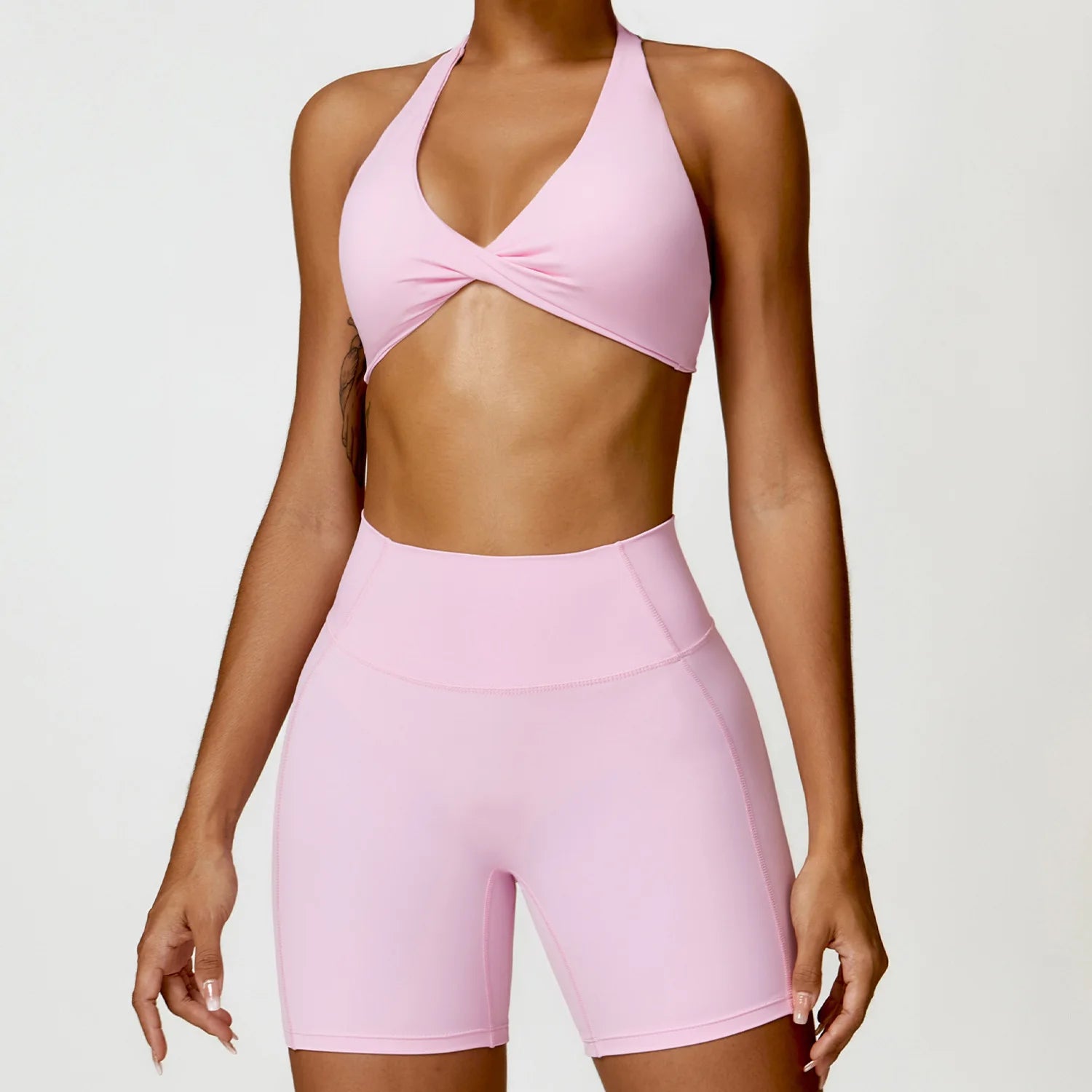 Damen Yoga Set – Push-Up BH, Hohe Taille Leggings