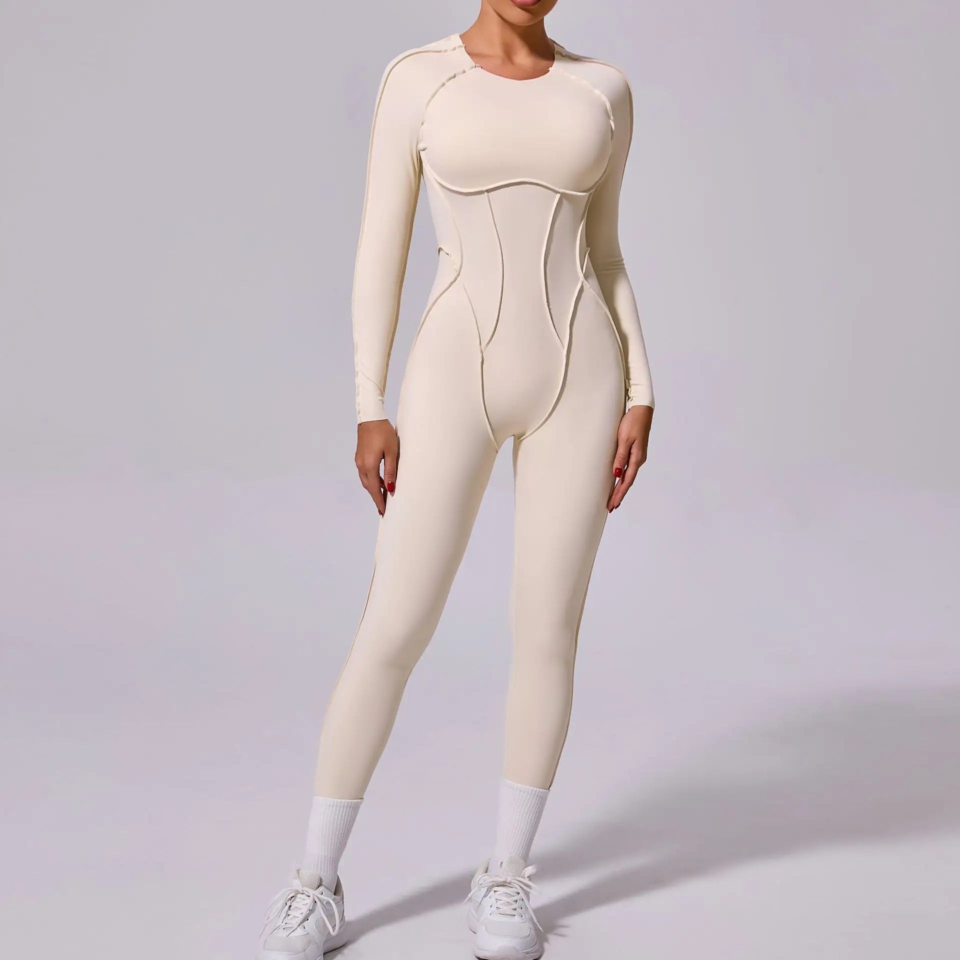 Langärmeliger Yoga-Jumpsuit für Damen – Rückenfrei & Figurbetont